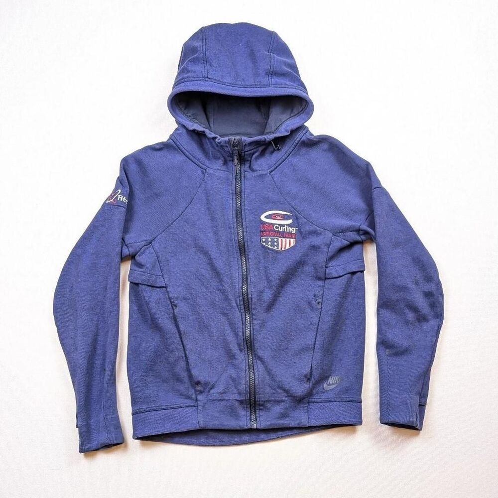 Nike Team USA Olympic Curling Team Blue Hoodie Activewear Size XS Women's